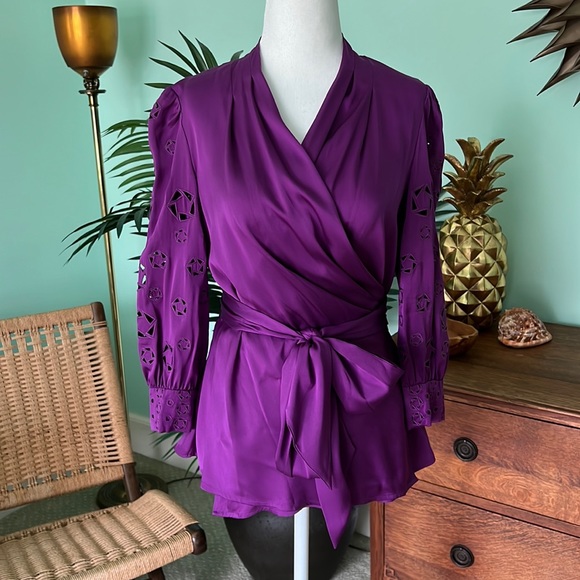 Catherine Malandrino Purple Wrap Blouse Size 4 - Picture 2 of 8